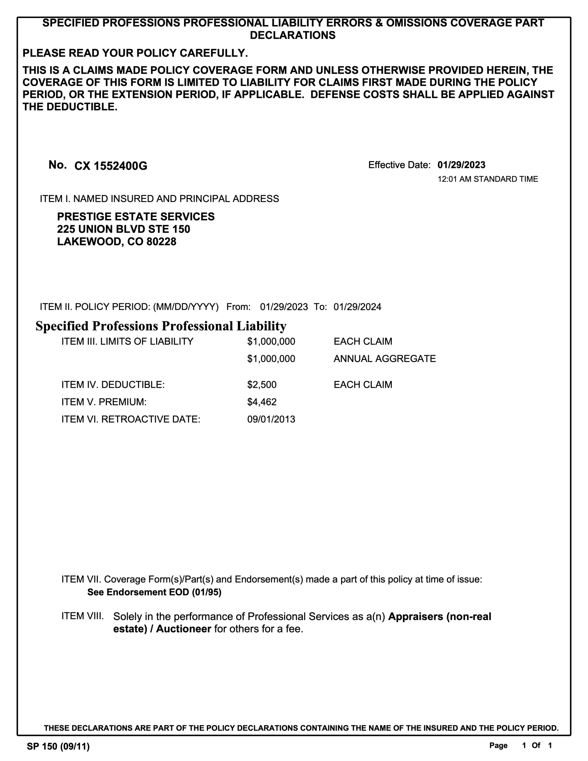 Errors and Omissions Insurance Website