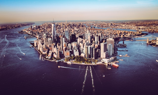 Aerial view of New York City, the service area for this appraisal page