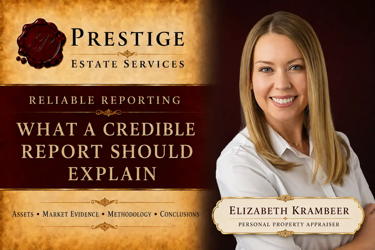 Elizabeth Krambeer presenting the elements of a credible FF&E appraisal report, including market evidence, methodology, and conclusions