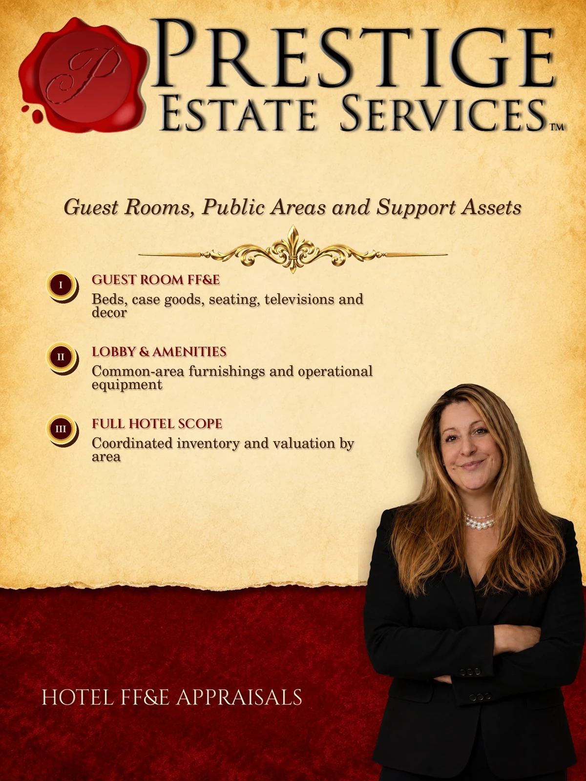 Elin Jones presenting hotel FF&E appraisal services