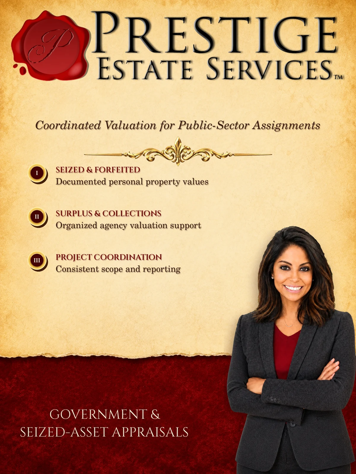 Joyce Rosa providing government and seized-asset personal property appraisals
