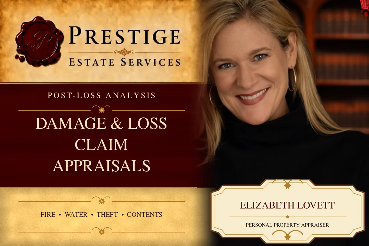 Elizabeth Lovett on the Prestige Estate Services damage loss appraisal card.