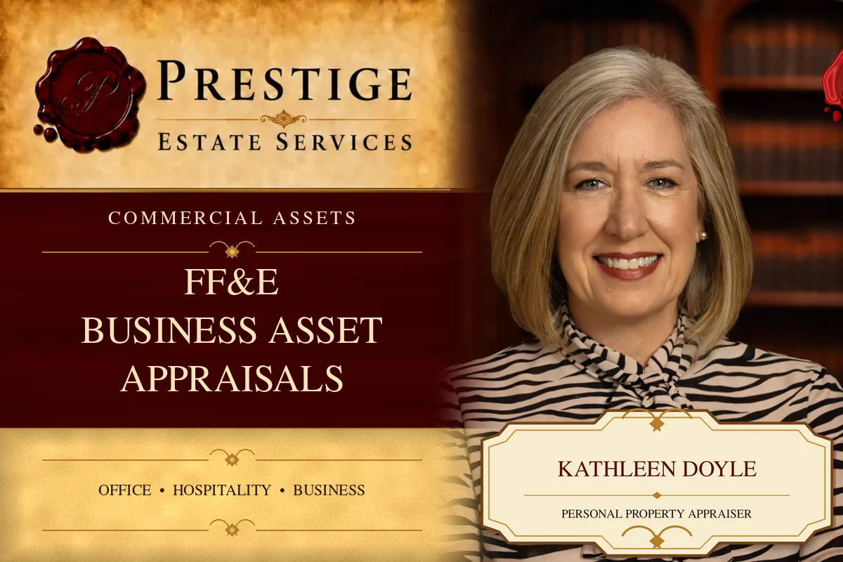 Kathleen Doyle on the Prestige Estate Services furniture, fixtures and equipment appraisal card.