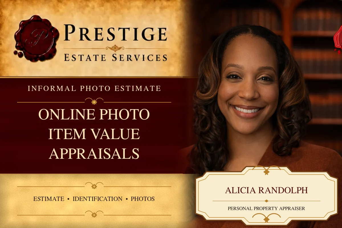 Alicia Randolph on the Prestige Estate Services online photo appraisal card.
