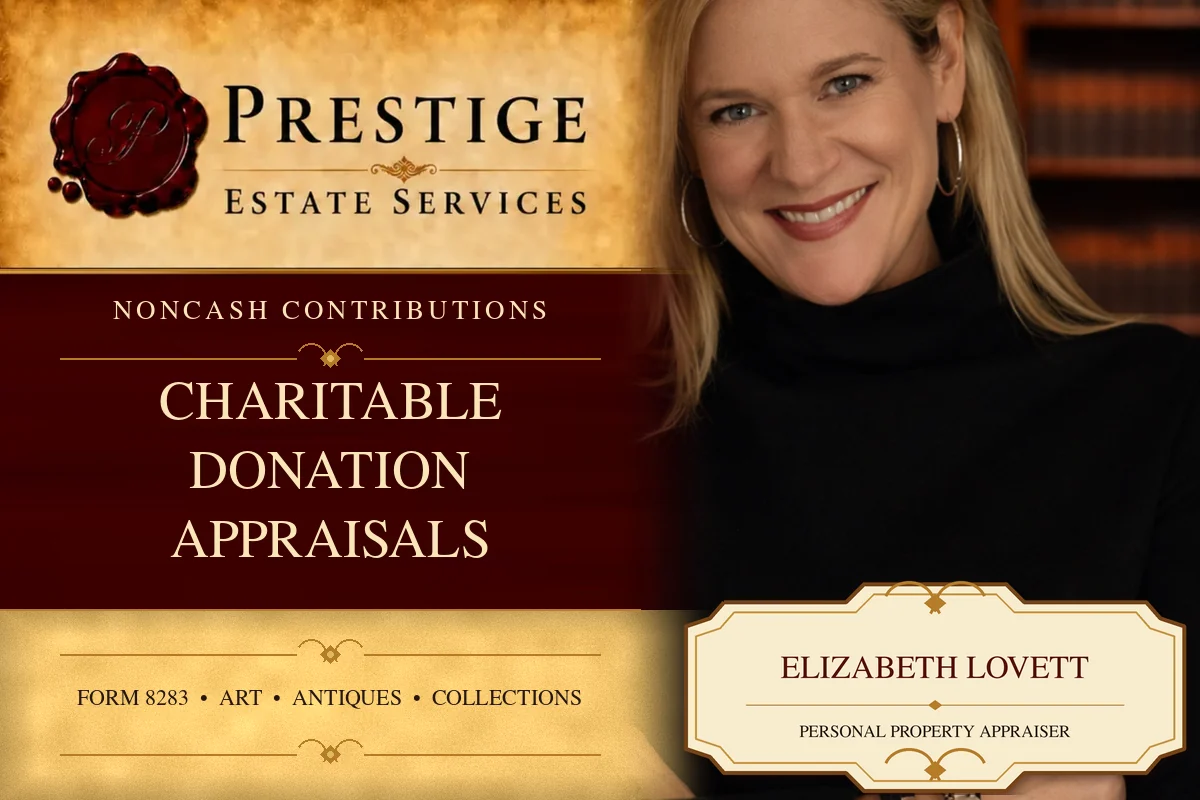 Elizabeth Lovett on the Prestige Estate Services charitable donation appraisal card.