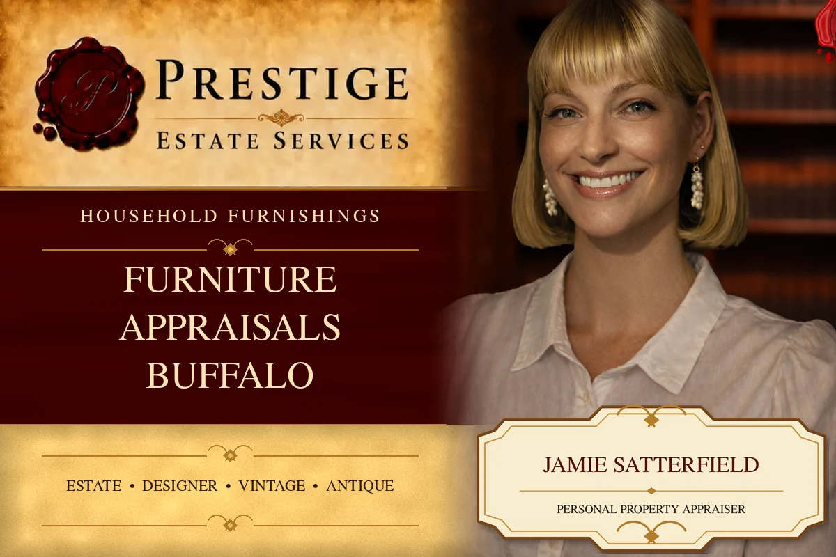 Jamie Satterfield on the Prestige Estate Services furniture appraisal card.