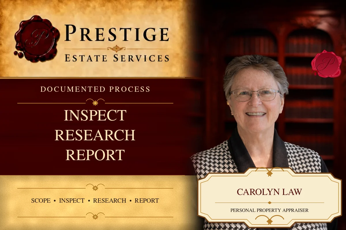 Carolyn Law of Prestige Estate Services with the date of death appraisal inspection, research, and reporting process