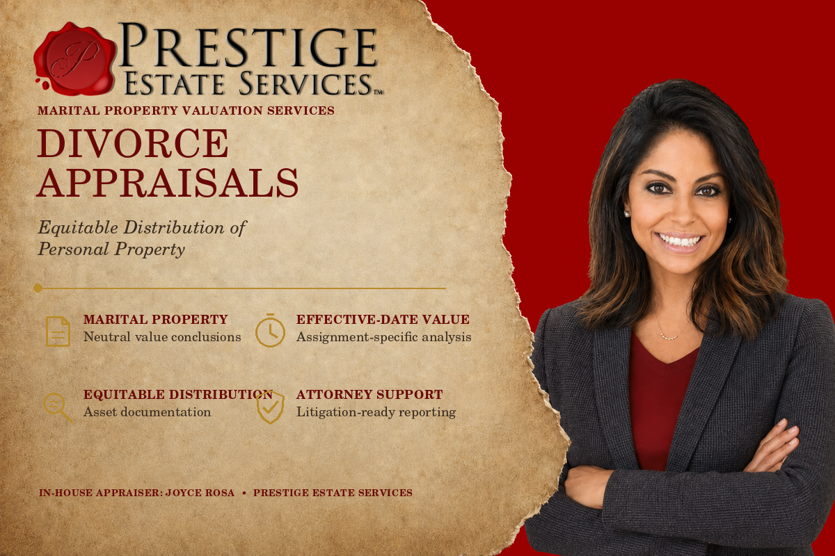 Divorce and equitable distribution personal property appraisal services