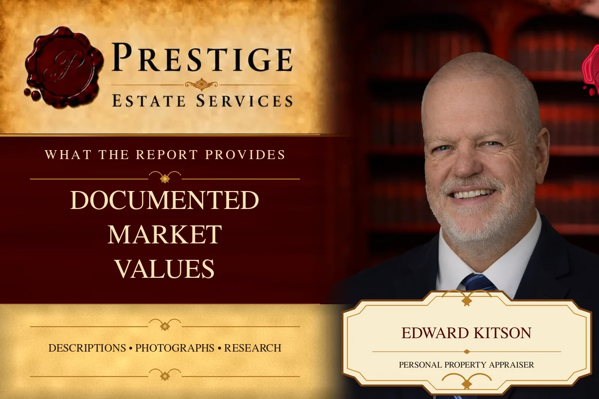 Edward Kitson of Prestige Estate Services for documented personal property market values in an equitable distribution report