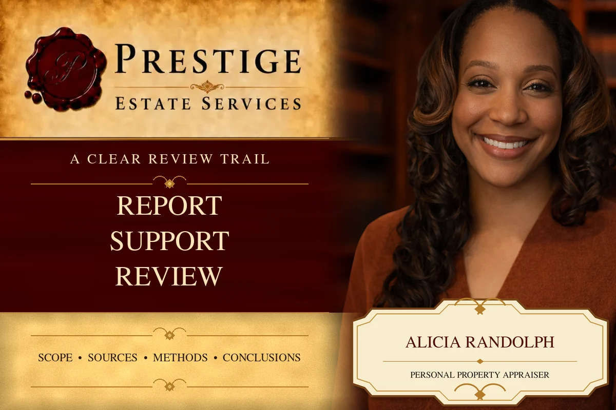 Alicia Randolph of Prestige Estate Services presenting estate tax appraisal report review