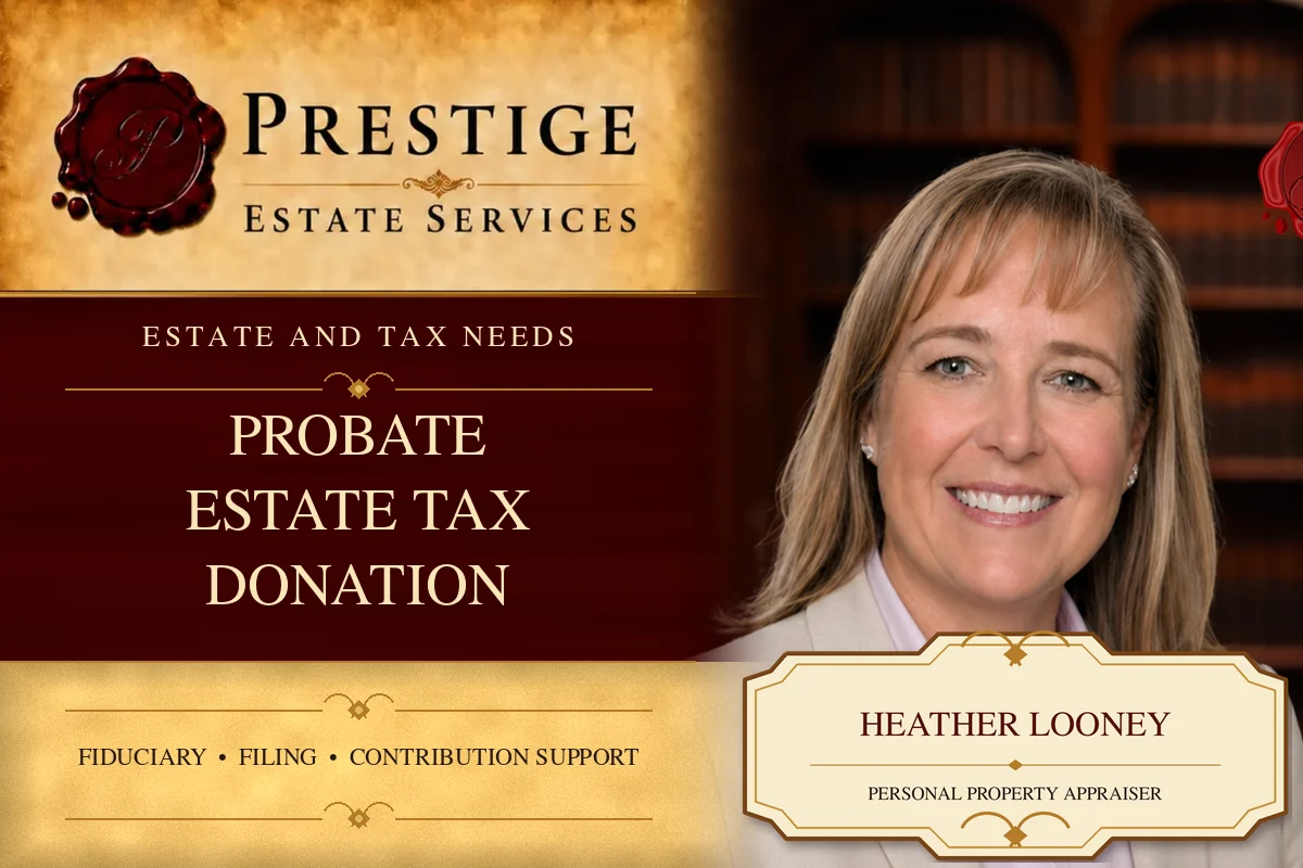Heather Looney of Prestige Estate Services with probate, estate tax, and charitable donation appraisal topics