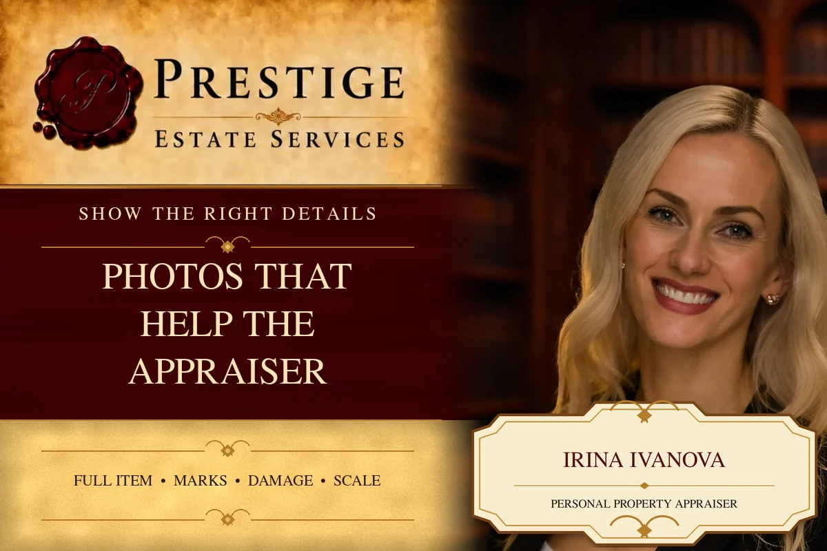 Online photo appraisal photo checklist with Prestige Estate Services appraiser Irina Ivanova