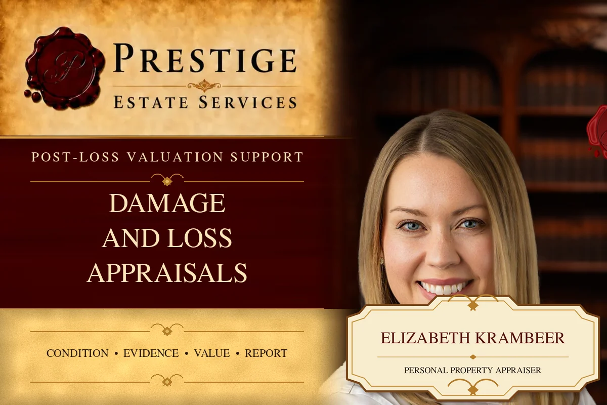 Elizabeth Krambeer on the Prestige Estate Services damage and loss appraisal card.