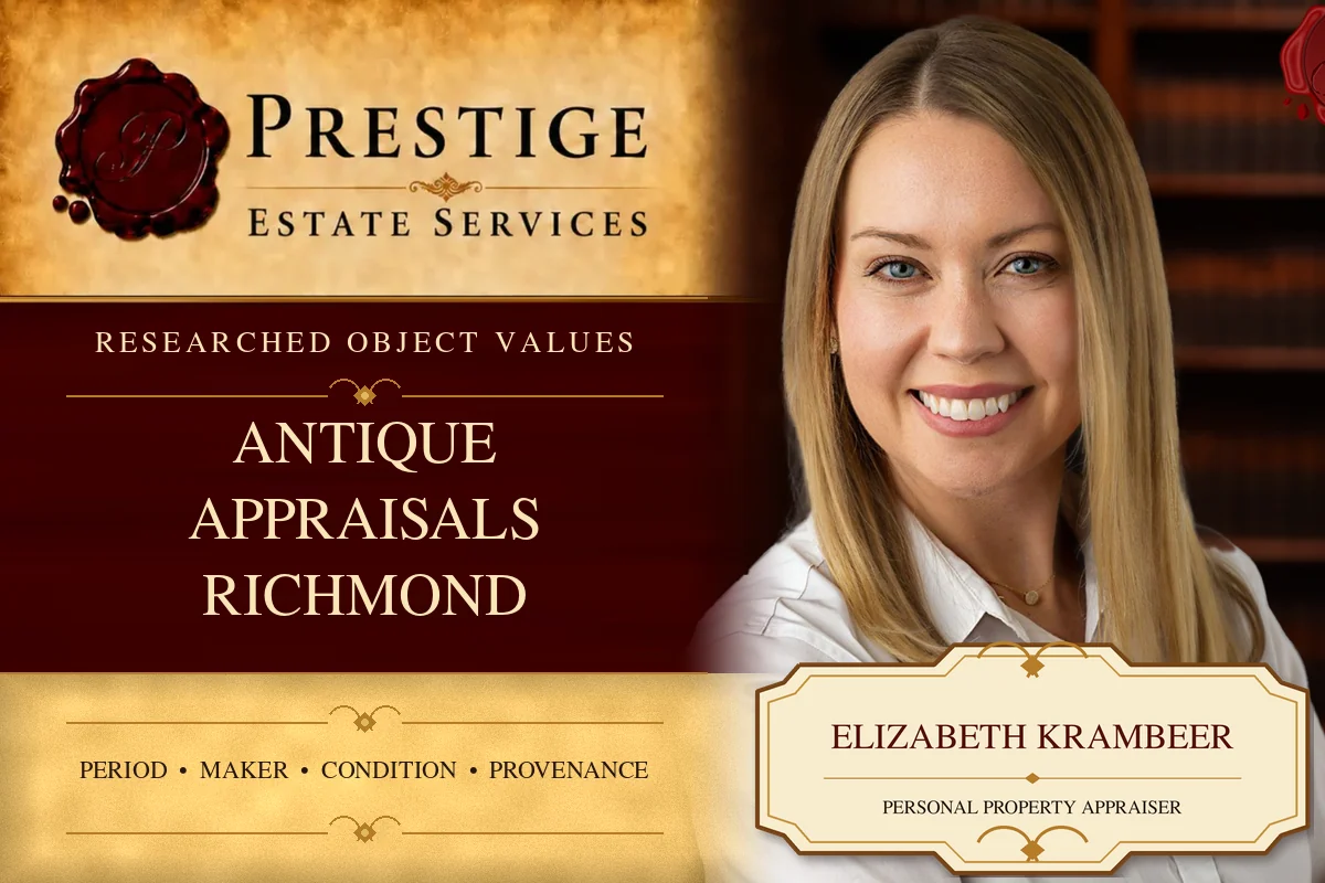 Elizabeth Krambeer on the Prestige Estate Services antique appraisals card.