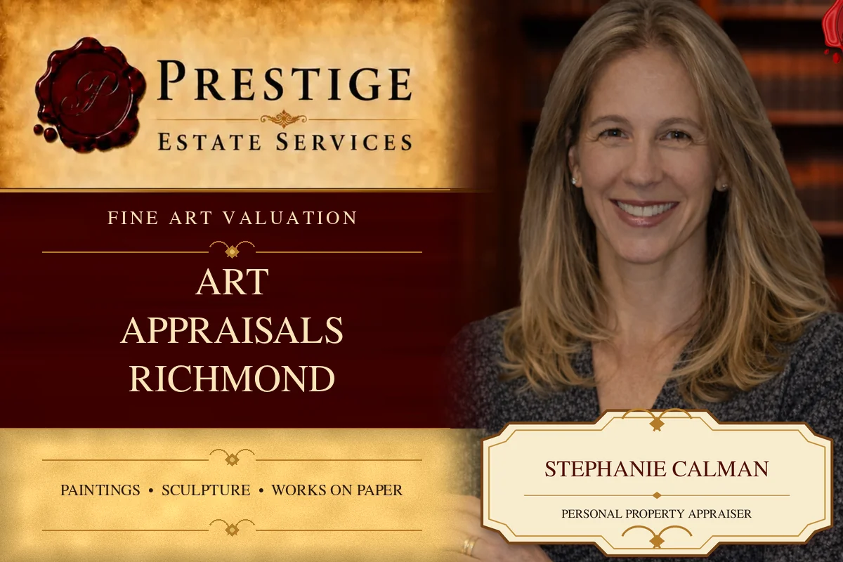Stephanie Calman on the Prestige Estate Services art appraisals card.
