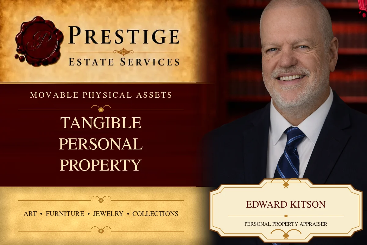 Edward Kitson on the Prestige Estate Services tangible personal property appraisals card.