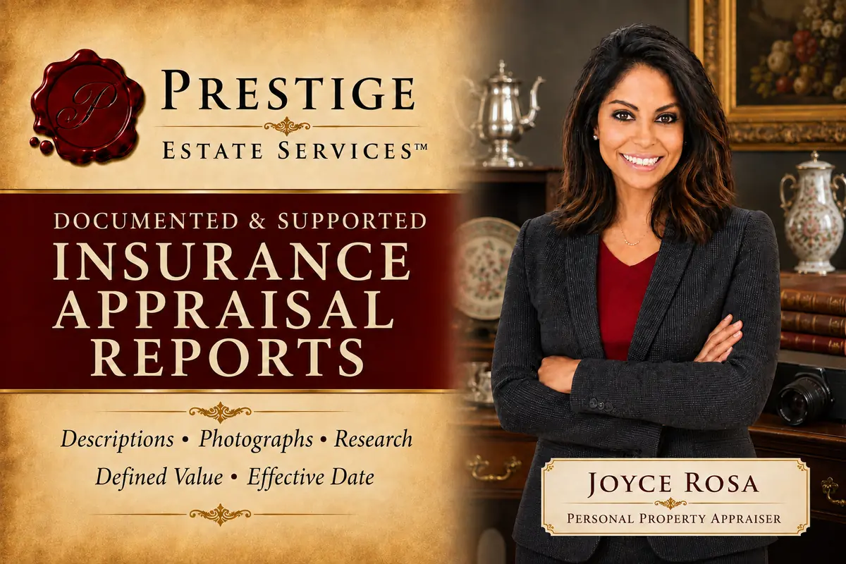Appraiser Joyce Rosa presenting information included in a personal property insurance appraisal report