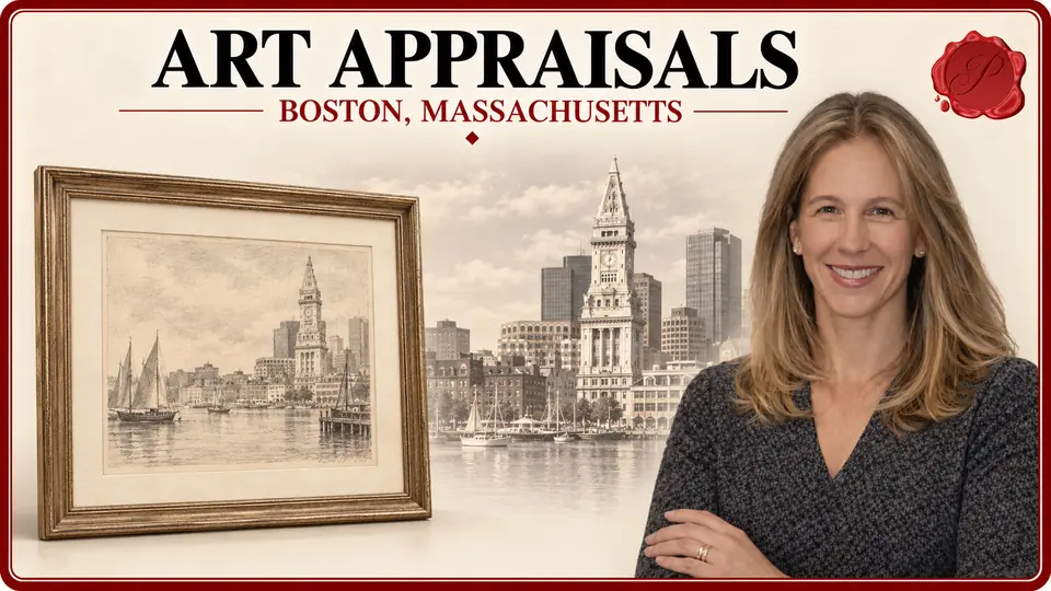 Art appraisal in Boston, Massachusetts, with drawing, Custom House Tower and a Prestige appraiser.