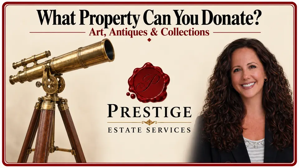 Antique brass telescope and appraiser illustrating personal property that may be donated.