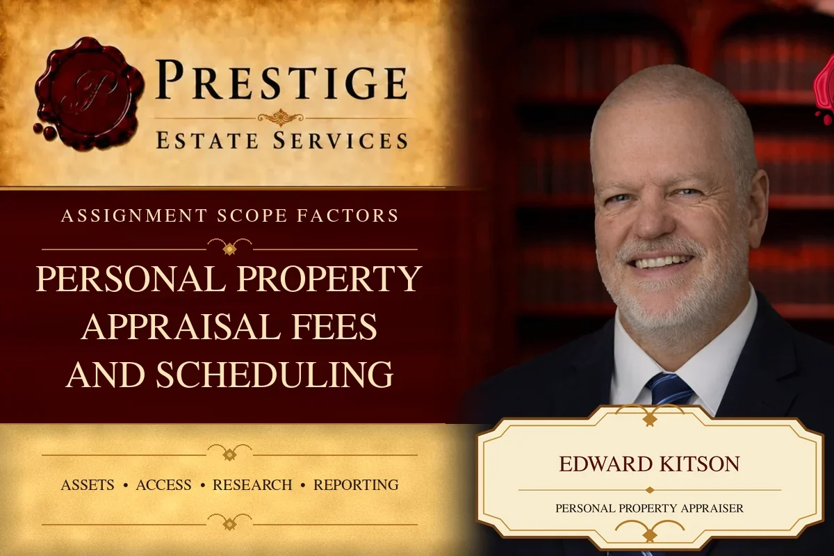 Edward Kitson on the Prestige Estate Services appraisal fees and scheduling card.