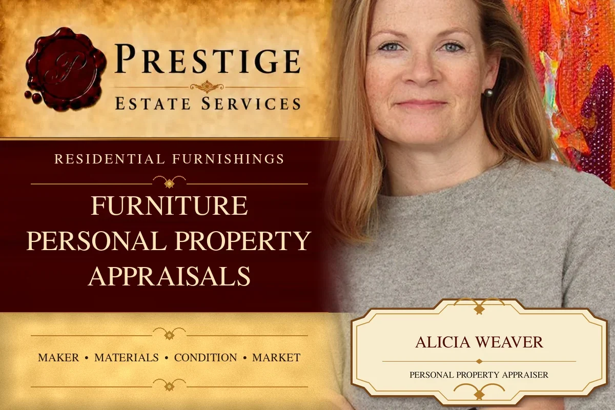 Alicia Weaver on the Prestige Estate Services furniture appraisal card.