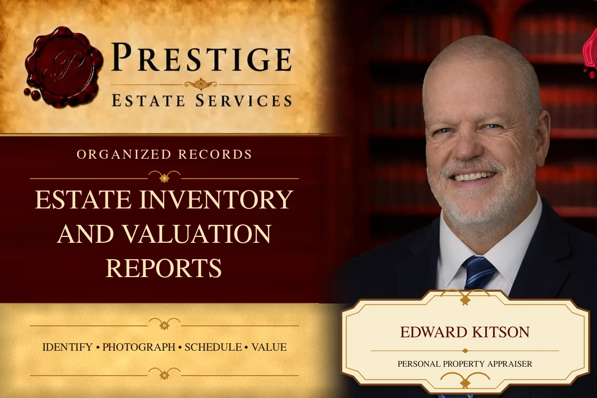 Edward Kitson on the Prestige Estate Services estate inventory appraisal card.
