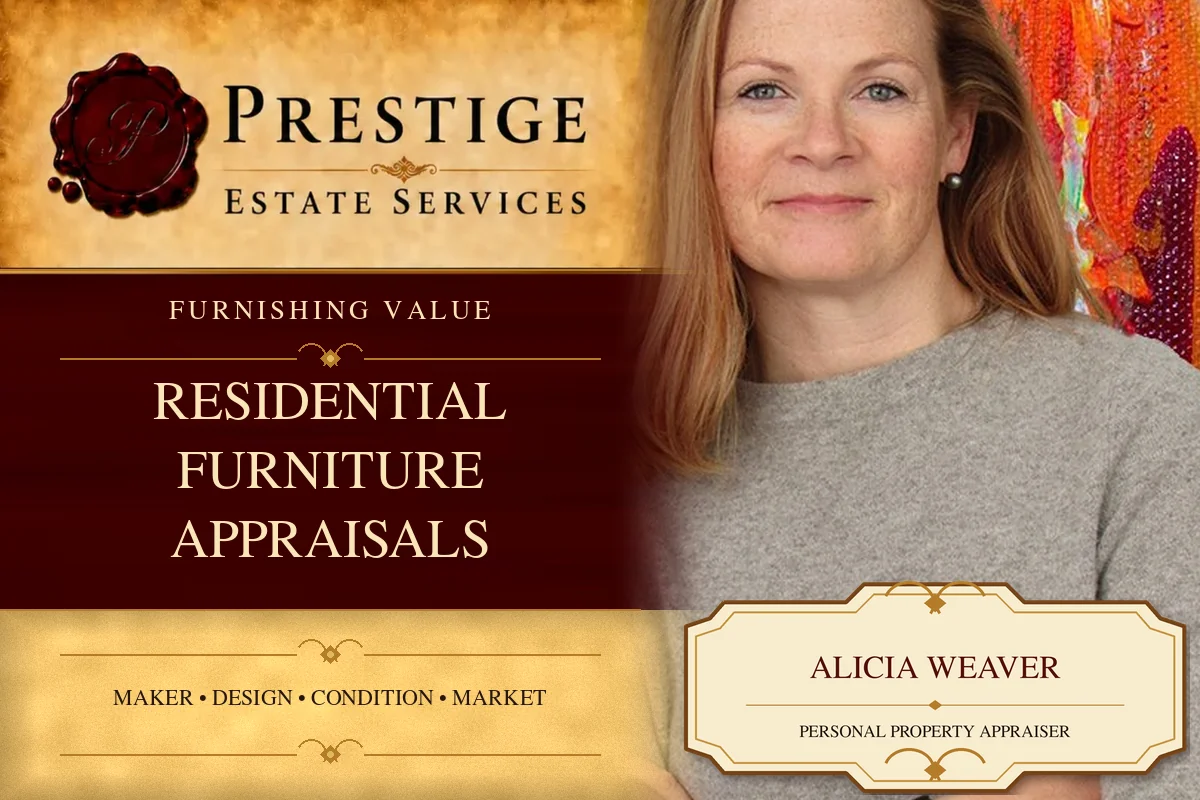 Alicia Weaver on the Prestige Estate Services furniture appraisal card.