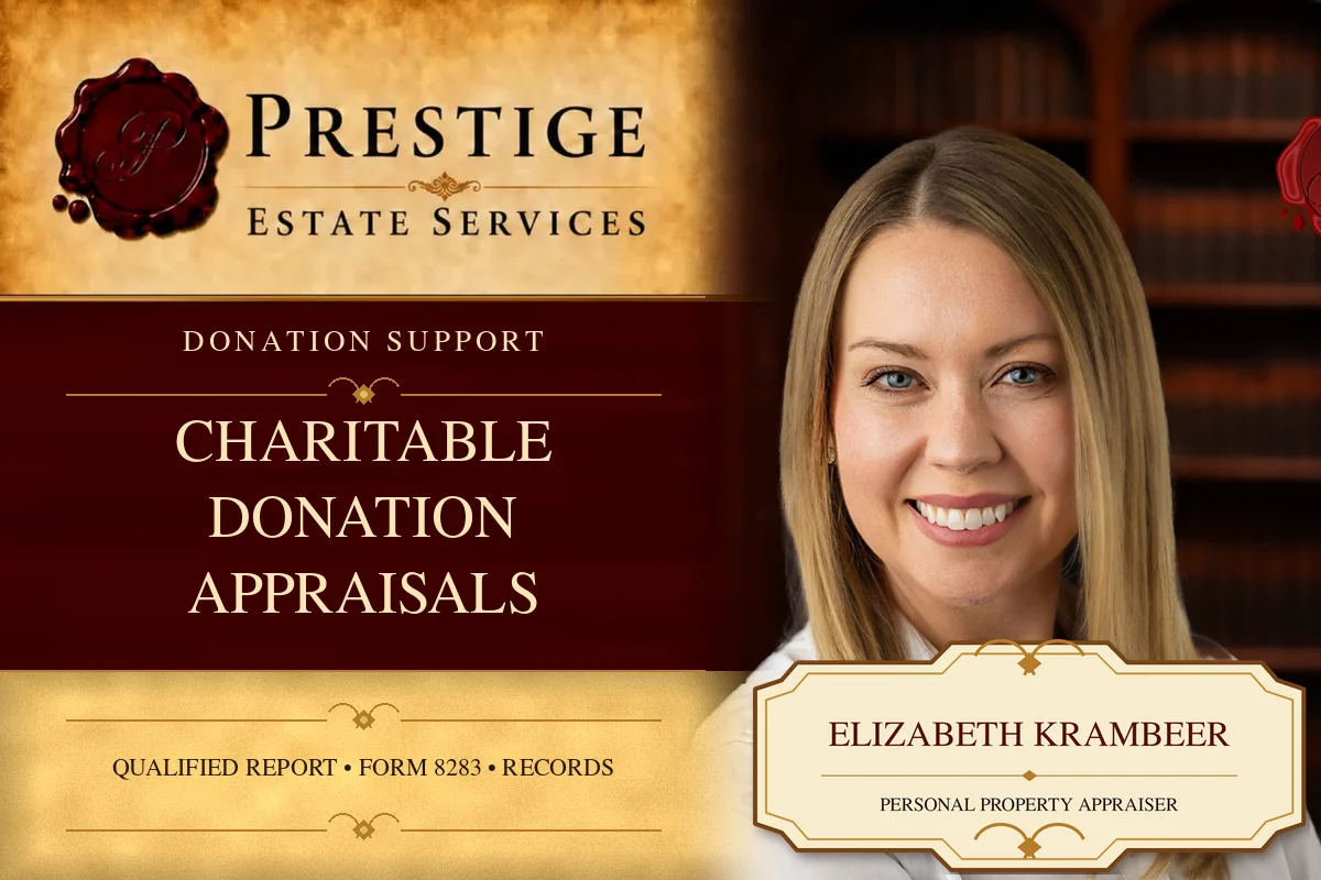Elizabeth Krambeer on the Prestige Estate Services charitable donation appraisal card.