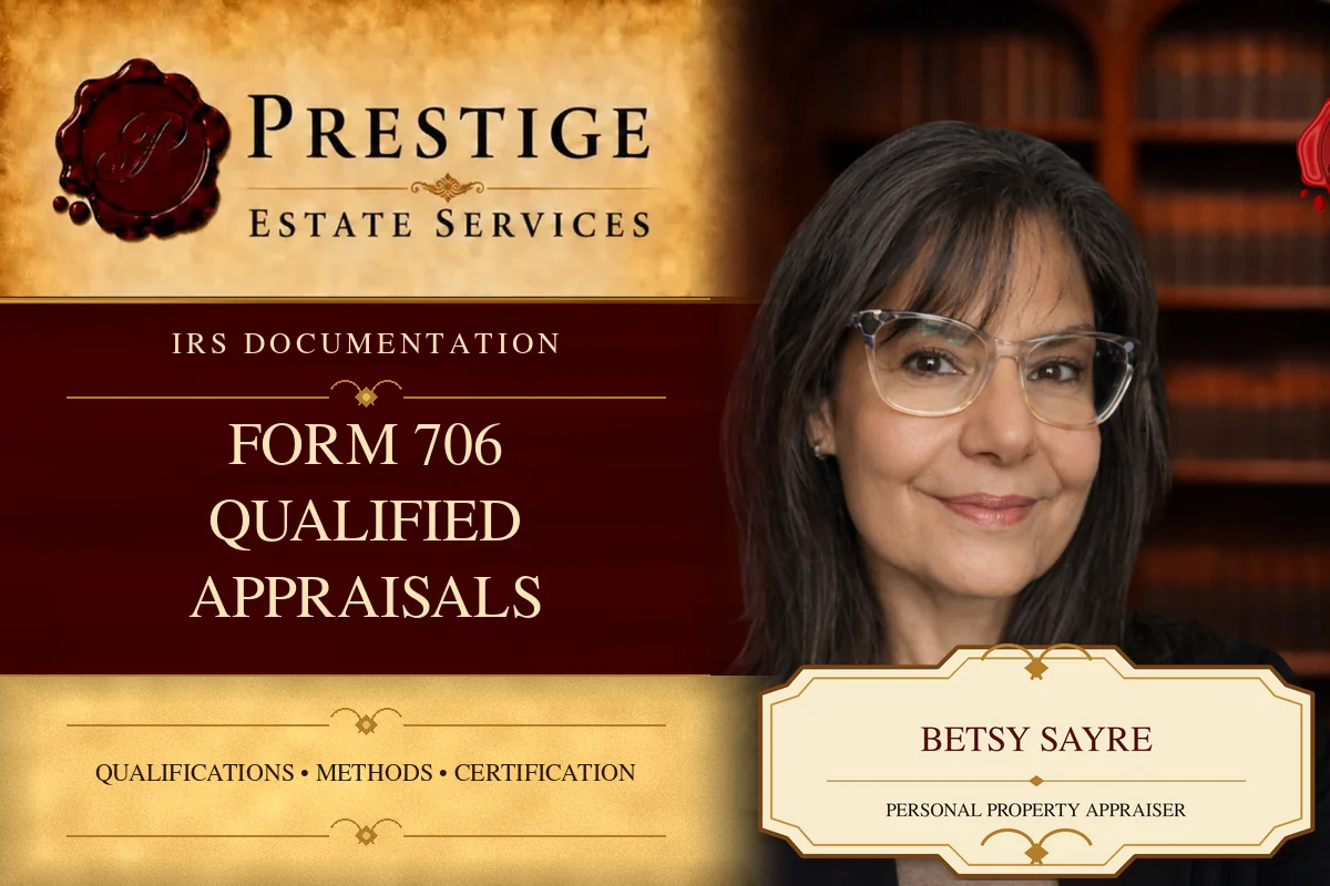 Betsy Sayre on the Prestige Estate Services form 706 appraisal card.